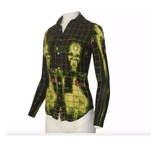 96 gaultier button down x ray skeleton size small